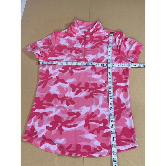 IBKUL Ladies CAMO PINK Short Sleeve Mock Golf Shirt UPF 50 Breathable 3/4 Zip S - Picture 8 of 8